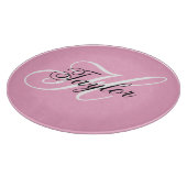 Planche À Découper Noir et blanc Fatigue Monogramme rose (Coin)