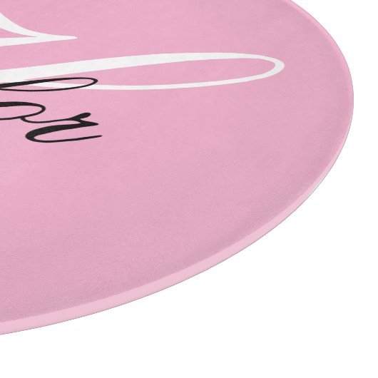 Planche À Découper Noir et blanc Fatigue Monogramme rose (Coin)