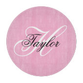 Planche À Découper Noir et blanc Fatigue Monogramme rose (Devant)