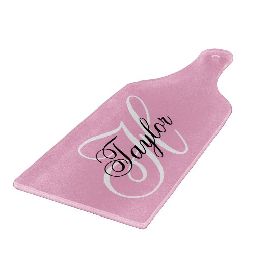 Planche À Découper Noir et blanc Fatigue Monogramme rose (Coin)