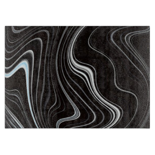 Planche À Découper Noir et blanc Wavy Abstraction