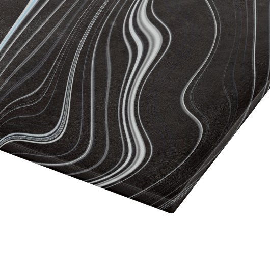 Planche À Découper Noir et blanc Wavy Abstraction (Coin)