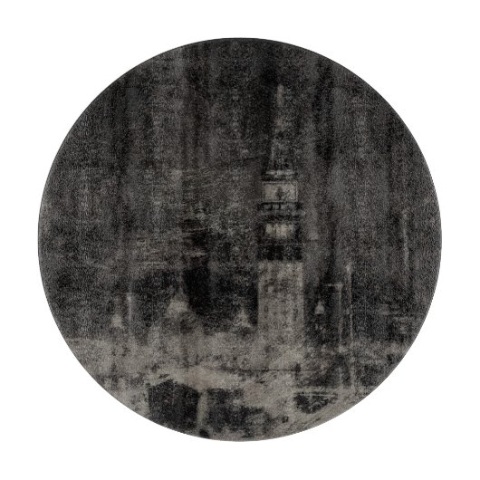 Planche À Découper Noir et Taupe en survol Skyline Venise Italie (Devant)