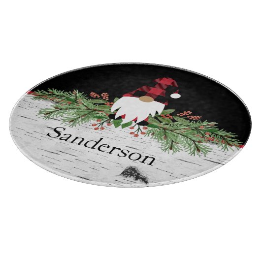 Planche À Découper Noir Joyeux Noël Rouge Buffalo Plaid Gnome Rd. (Coin)