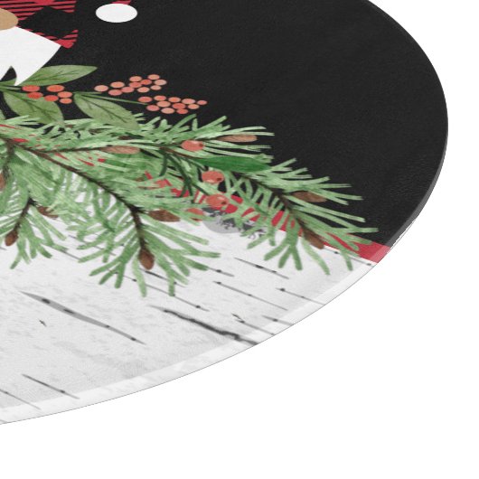 Planche À Découper Noir Joyeux Noël Rouge Buffalo Plaid Gnome Rd. (Coin)