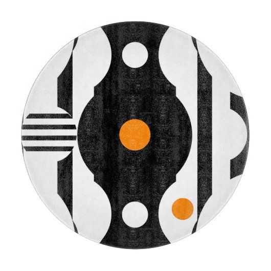 Planche À Découper Noir Orange Rétro Mod Géométrique (Devant)