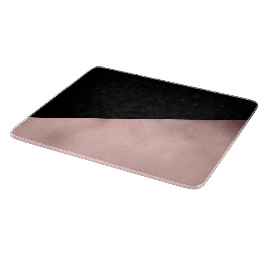 Planche À Découper noir rose d'or de faux moderne élégant géométrique (Coin)
