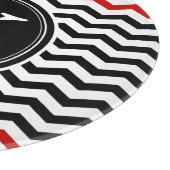 Planche à découper noire et rouge de monogramme de (Coin)