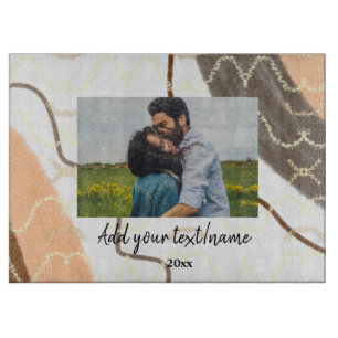 Planche À Découper nom de couple monogramme personnalisé simple minim