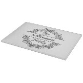 Planche À Découper Nom de famille de couronnes Feuilles personnalisée (Coin)