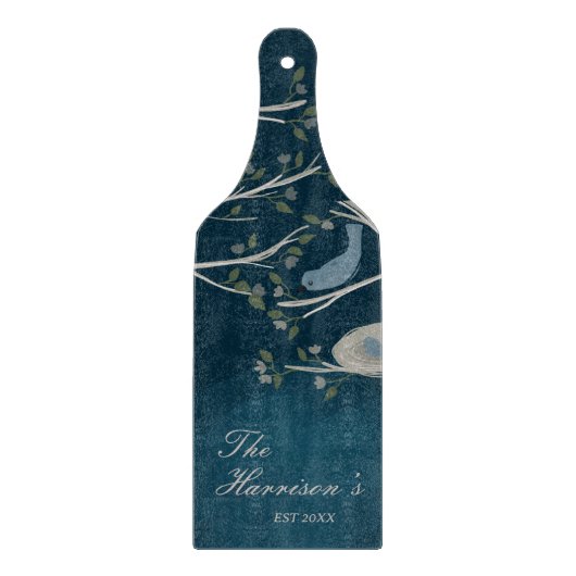 Planche À Découper Nom de famille de Navy Blue Bird (Devant)