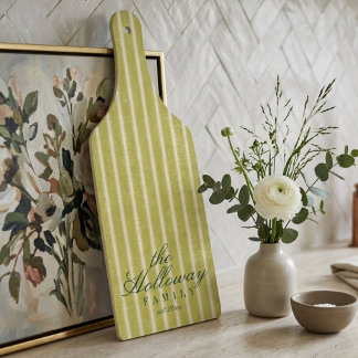 Planche À Découper Nom de famille de typographie script à rayure élég