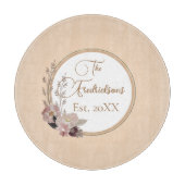 Planche À Découper Nom de famille élégant Aquarelle Floral (Devant)