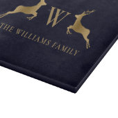 Planche À Découper Nom de famille Monogram Gold Deer Kitchen Navy (Coin)