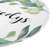 Planche À Découper Nom de famille personnalisé feuillage fleuri de l' (Coin)