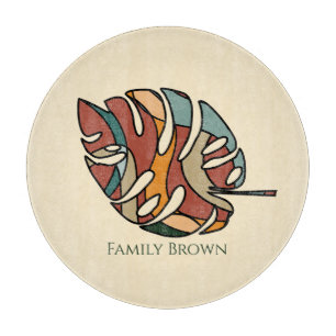 Planche À Découper Nom de famille personnalisé Feuille Sérène Savane