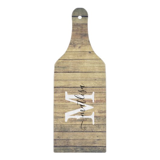 Planche À Découper Nom de famille Rustic Beach Laver Monogramme (Devant)