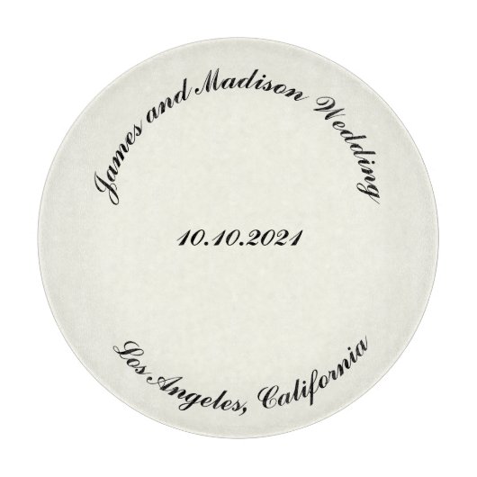 Planche À Découper Nom de la Personnaliser, date mariage d'ivoire noi (Devant)