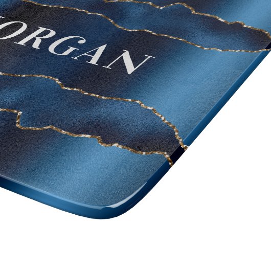 Planche À Découper Nom de marbre marbré bleu marine (Coin)