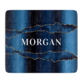 Planche À Découper Nom de marbre marbré bleu marine (Devant)