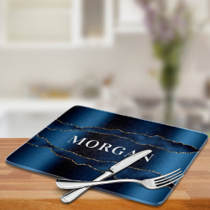 Planche À Découper Nom de marbre marbré bleu marine