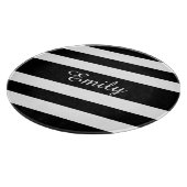 Planche À Découper Nom de motif à rayures noir et blanc moderne (Coin)