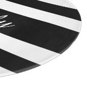 Planche À Découper Nom de motif à rayures noir et blanc moderne (Coin)