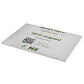 Planche À Découper Nom d'entreprise 100% recyclé ajouter code QR ici (Coin)