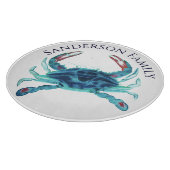 Planche À Découper Nom du bateau nautique Crabe Turquoise (Coin)