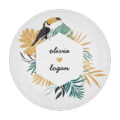 Planche À Découper Nom du couple de toucans tropicaux (Devant)