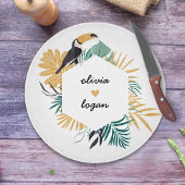 Planche À Découper Nom du couple de toucans tropicaux