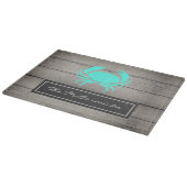 Planche À Découper Nom du monogramme de crabe bleu Turquoise rustique (Coin)