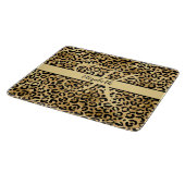 Planche À Découper Nom du monogramme Léopard d'or noir Cheetah Print  (Coin)