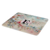 Planche À Découper Nom du monogramme sur l'aquarelle Fleurs dans les  (Coin)