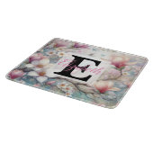 Planche À Découper Nom du monogramme sur l'aquarelle Fleurs en pastel (Coin)