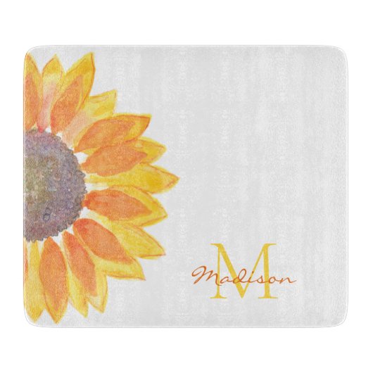 Planche À Découper Nom du monogramme Tournesol (Devant)