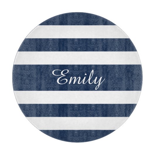 Planche À Découper Nom du Motif moderne Bleu rayé (Devant)