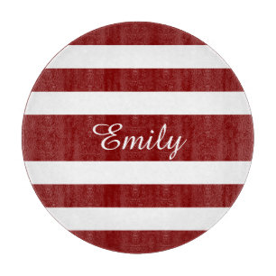 Planche À Découper Nom du Motif rouge à rayures modernes