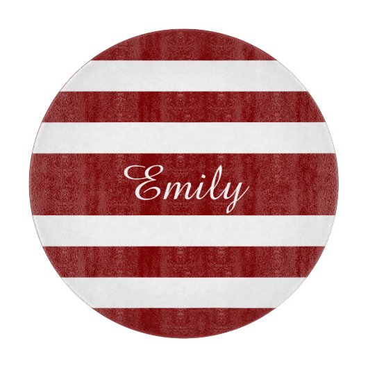 Planche À Découper Nom du Motif rouge à rayures modernes (Devant)