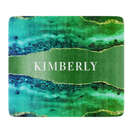 Planche À Découper Nom en marbre vert émeraude (Devant)