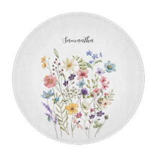 Planche À Découper Nom floral de fleur sauvage rose
