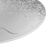 Planche À Découper Nom girly argent noir paillettes écriture monogram (Coin)