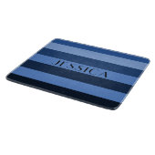Planche À Découper Nom moderne Blue Stripes Motif (Coin)
