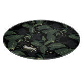 Planche À Découper Nom monogramme du motif de panthère noire moderne (Coin)