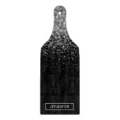 Planche À Découper Nom Monogramme Pailleté Noir Argenté Féminin (Devant)