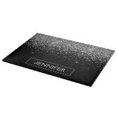 Planche À Découper Nom Monogramme Pailleté Noir Argenté Féminin (Coin)