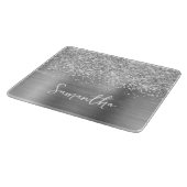 Planche À Découper Nom Pailleté Argent Glamour (Coin)