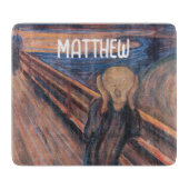 Planche À Découper Nom personnalisé bleu orange peinture The Scream (Devant)