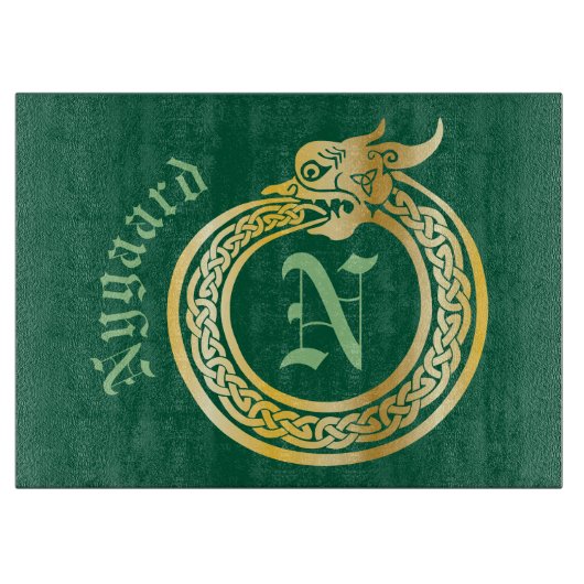 Planche À Découper Nom personnalisé et monogramme Style celtique Ouro (Devant)