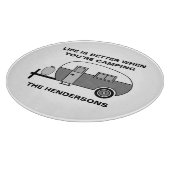 Planche À Découper Nom personnalisé et phrase Cute Camper Camper Camp (Coin)